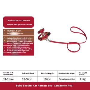 Conjunto de correa de arnés de gato <span class=keywords><strong>Bobo</strong></span>, suministros para mascotas Estilo Chaleco de moda, botón de nailon acolchado con patrón sólido, cómodo para tu gato - Product Image 6