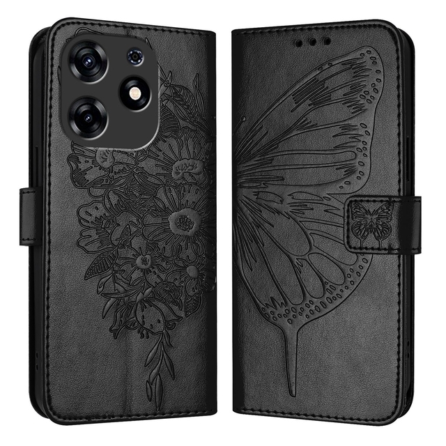 For Tecno Spark 10 Pro Magic Magenta Embossed Butterfly Leather Phone Case