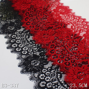 Sản Xuất Không Căng Hoa Mô Hình 23Cm Rộng Màu Đen Đỏ Pháp Chantilly Ren Vải <span class=keywords><strong>Trim</strong></span> Cho Phụ Nữ Ăn Mặc - Product Image 3