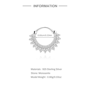 Anneau de nez rond en argent sterling 925 avec moissanite, clip d'oreille, piercing pour femme - Product Image 6