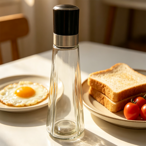 Klare Vertikale Gerippte Konische Glas-Gewürzdose Manuelle Mühle Gläser zur Aufbewahrung - Product Image 3