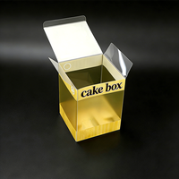 Boîte d'emballage de gâteau moderne de luxe pliable en PET/PVC recyclé jaune personnalisé, gaufrée et vernie, pour cadeaux et artisanat