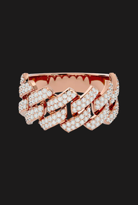 Anillo de banda estilo cubano con moissanita en tono plateado pulido, diseñado para un estilo audaz, moderno y elegante de joyería hip hop. - Product Image 3