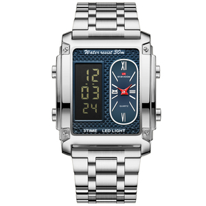 Montre à quartz pour homme, bracelet en acier inoxydable doré, affichage numérique et analogique, résistance à l'eau 30M, montre-bracelet pour homme - Product Image 4