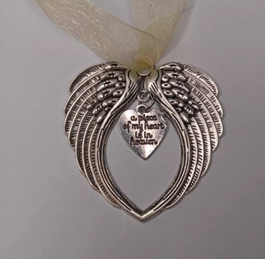 Cadeaux commémoratifs, cadeaux de sympathie pour la perte d'un être cher, ailes d'ange en argent, une partie de <span class=keywords><strong>mon</strong></span> cœur est au paradis, ornements - Product Image 6