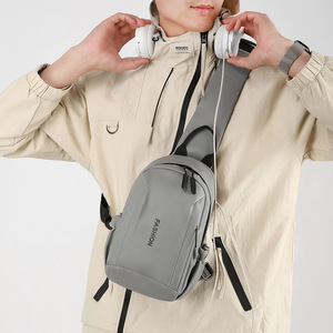 Fashion Men's Chest Bag Large Capacity Waterproof Crossbody Bag For Everyday Use Solid Color Letter Stitching Design - Product Image 4