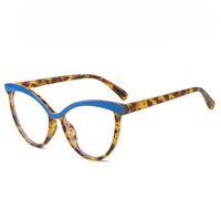 Populaire femmes mode Vogue grand cadre chat oeil lunettes couleur sourcil léopard Anti lumière bleue Prescription myopie cadre optique