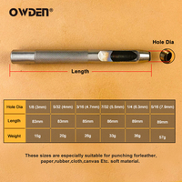 OWDEN-Ensemble professionnel de 6 poinçons creux en cuir avec perforateur en acier pour le poinçonnage de trous LT042
