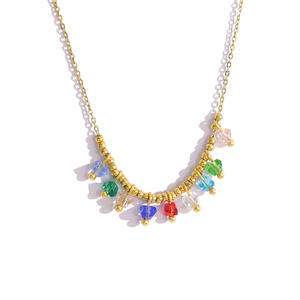 Collar MICCI con Colgante de Cuentas de <span class=keywords><strong>Acero</strong></span> <span class=keywords><strong>Inoxidable</strong></span> Chapado en Oro de 18K, Resistente al Agua y al Deslustre, para Mujer - Product Image 3