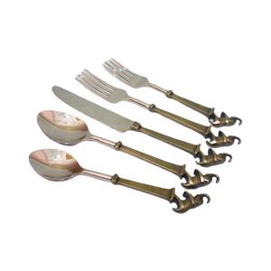 <b>Kitchen</b> <b>Utensil</b> Silver Plated Flatware With Elephant End Brass Handle Stainless Steel Hanging Flatware - Product Image 1