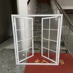 Fenêtre à battants en verre artistique de style rétro français, fer forgé, intérieur en aluminium, treillis coulissant et cloisons - Product Image 2