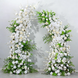 Décoration d'arche florale d'entrée de mariage série Monet Garden Purple, fleurs artificielles, chemin floral en forme de corne - Product Image 6