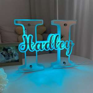Lettres initiales personnalisées pour couple, lumière LED, miroir acrylique, enseigne au néon pour la décoration de la maison sur le thème de l'amour, Saint-Valentin - Product Image 6