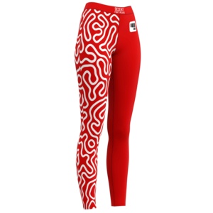 Leggings de yoga taille haute rouge à imprimé géométrique, respirants, longueur intégrale, en Spandex et Polyester, extensibles dans les quatre sens, avec taille élastique - Product Image 3
