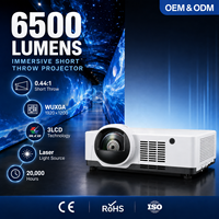 Projecteur laser à courte focale 0,44:1, 6500 lumens, WUXGA, 3LCD pour projection immersive en salle et exposition numérique