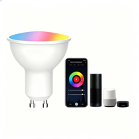 Spot intelligent GU10 Wi-Fi pour bar domestique, dimmable, multicolore, 5W, haute fidélité des couleurs (CRI), large plage de tension, contrôle via application, commande vocale, musique et minuterie, effet graffiti