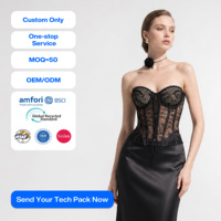 SHENGFU Vêtements pour femmes : Corset Bustier Sexy en Dentelle Noire, Lingerie, Gaine Amincissante, Tenue de Soirée Clubwear, Modèle Sculptant