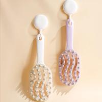 Brosse de massage du cuir chevelu avec poignée, brosse à cheveux incurvée ventilée pour le shampoing, brosse de douche pour cheveux humides et secs