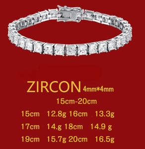 Edle Schmuckstücke Prinzessschliff 4*4MM Kubisches Zirkonia Tennis-Kette S925 Silber Weißgold Plattiert Anlaufgeschütztes Armband für Damen 12/1 - Product Image 6