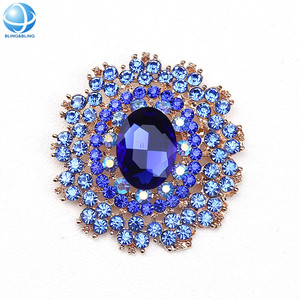 Spille a fiore di strass scintillanti multicolore all'ingrosso spille in lega di cristallo spilla rotonda per abito corpetto - Product Image 3