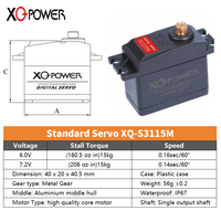 Servomoteur numérique métallique étanche XQ-Power 15KG à couple élevé pour télécommande, jouet RC, pièces d'hélicoptère, bateau, hobby