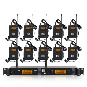 IEM1200 Wireless in Ear Monitor System 2 Channel 10 Bodypacks Monitoring with in Earphone Wireless Type for Stage Church