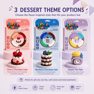 ชุดดินปั้นแห้งเร็วสำหรับทำขนมหวานขายส่ง 3 ธีม 4 สี บรรจุภัณฑ์แบบ OEM กำหนดเองได้ แบรนด์ส่วนตัว โรงงานผลิต ชุดของขวัญ - Product Image 3