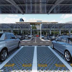 Zona de Carga para Vehículos Eléctricos con Paneles Solares Ecológicos, Diseño de Reciclaje de Agua de Lluvia y Ahorro de Energía - Product Image 5