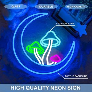 Moon Mushroom Letreros Neon LED indoor hanging ambient light shop <b>sign</b> wall decoration light entrance indicator light 5V 12V - Product Image 1