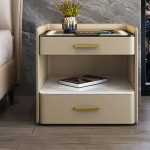 Nova High Quality Smart Bedroom Furniture Smart Bedside Table With LED Light USB Wireless Charging Smart Nightstand