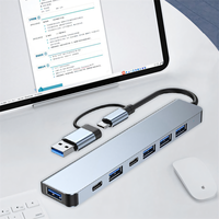 Hub Usb Tipe C Usb C Pd 7 In 2, Hub Usb C Splitter Data Usb 3.0 port pengisian, stasiun dok untuk komputer Laptop Mac Mini 2 harga rendah
