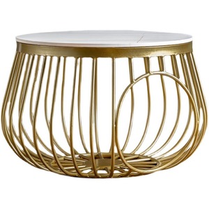 Table basse moderne en marbre rond doré WDY, nouveau design, pour salon, utilisable comme niche pour chat - Product Image 5