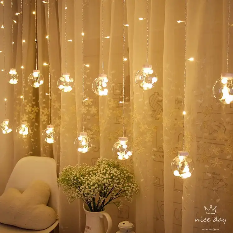 Yeni noel ağacı düğün ev kapalı dekorasyon isteyen top perde Led dize ışıkları
