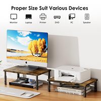 Support de moniteur d'ordinateur réglable en bois et en fer, organisateur de bureau à un seul niveau