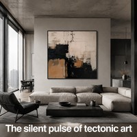 Peinture abstraite texturée lourde faite à la main en noir, blanc et beige, style moderne neutre Wabi Sabi, art mural personnalisé sur toile pour hall de villa