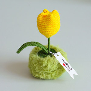 Handmade Orange Tree Crochet Tulip peashooter hoa bán buôn hoa nhân tạo planter cho trang trí nội thất giáng sinh Easter Bouquet - Product Image 5