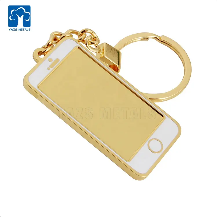 Porte-clés en métal en forme de téléphone, nouveau, meilleures ventes, doré, pour cadeau de téléphone portable, 2020