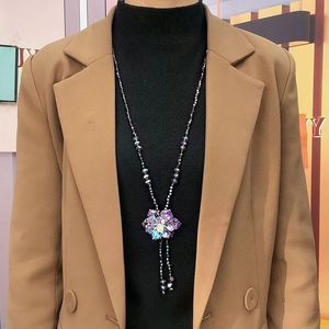 Collar de Flores de Cristal Morado con Borla, Accesorio de Uso Diario para Mujer - Product Image 3