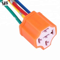 Kabel Harness Relay 5 Pin Soket Pigtail Warna Oranye Rumah Kabel Putih Keramik untuk Lampu Depan Lampu Kabut