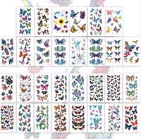 Autocollants 3D temporaires tatouages autocollants pour femmes enfants tatouage autocollant papillons et fleurs coloré corps Art qualité cosmétique