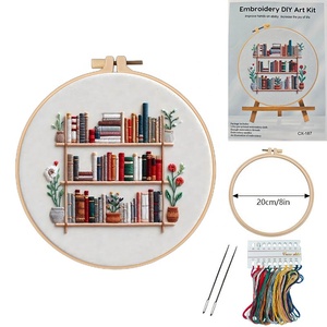 Paquete de Materiales para Bordado Europeo DIY de la Marca XIXI, Diseño Elegante de Librería y Florero, Patrón Inglés, Hilos de Algodón para Bordar en Casa - Product Image 6