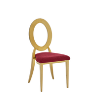 Chaises de banquet de luxe modernes en acier inoxydable doré à dossier en O pour salles de mariage et événements – Fabrication chinoise
