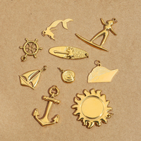 Breloques DIY J&D en acier inoxydable plaqué or PVD 18 carats, étanches, hypoallergéniques, coquillage marin, boussole sirène