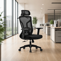 Chaise de bureau ergonomique pivotante avec dossier haut, accoudoirs réglables, en maille respirante, style moderne et minimaliste pour la maison et le bureau