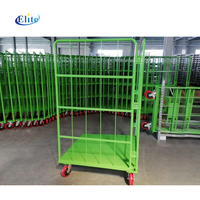 Conteneur à roulettes industriel, panneau en maille, conception pliable, grande capacité, cage de manutention d'entrepôt