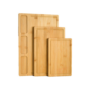 ชุดเขียงไม้ไผ่3ชิ้นทรงสี่เหลี่ยมผืนผ้าพร้อมร่องสำหรับเตรียมอาหารในครัว - Product Image 1