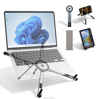 Support portable pour ordinateur portable de bureau, support réglable 3 en 1, hauteur et angle réglables sur 8 niveaux, en alliage d'aluminium, adapté aux ordinateurs portables de 10 à 16 pouces