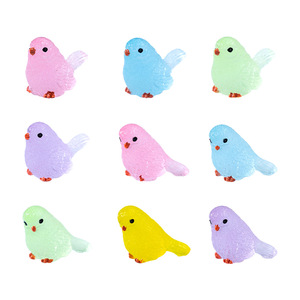 Mini-oiseaux lumineux en résine, figurines d'animaux miniatures, artisanat en résine, ornements pour sac mystère porte-bonheur, jouet pour enfant - Product Image 5