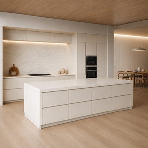 Mobili da <span class=keywords><strong>Cucina</strong></span> Personalizzati Senza Maniglie con Isola Centrale e Frontali in Lacca Opaca - Product Image 6