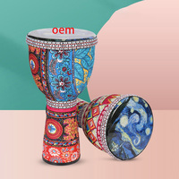 Djembe africain de 8 pouces en gros, motifs artistiques colorés, résistant à l'eau, léger, percussion manuelle, portable pour enfants